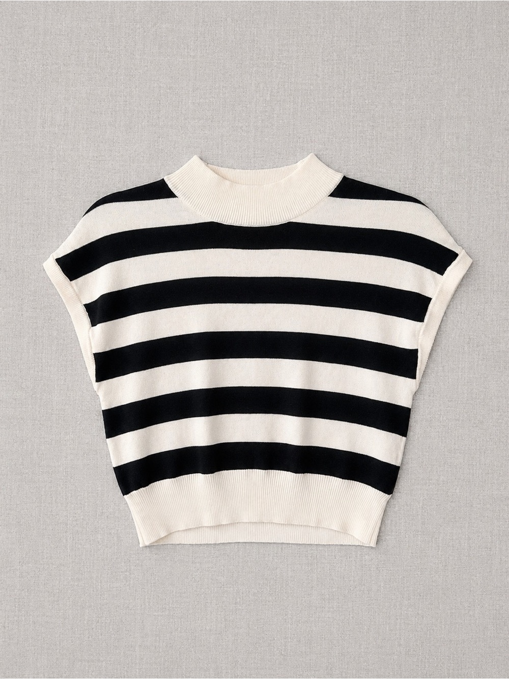 Bershka Black & White Striped Sleeveless Knit Top